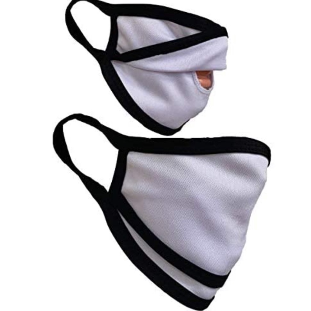 White Cloth Face Mask with Slit/ Flap for Drinking with Straw 💙